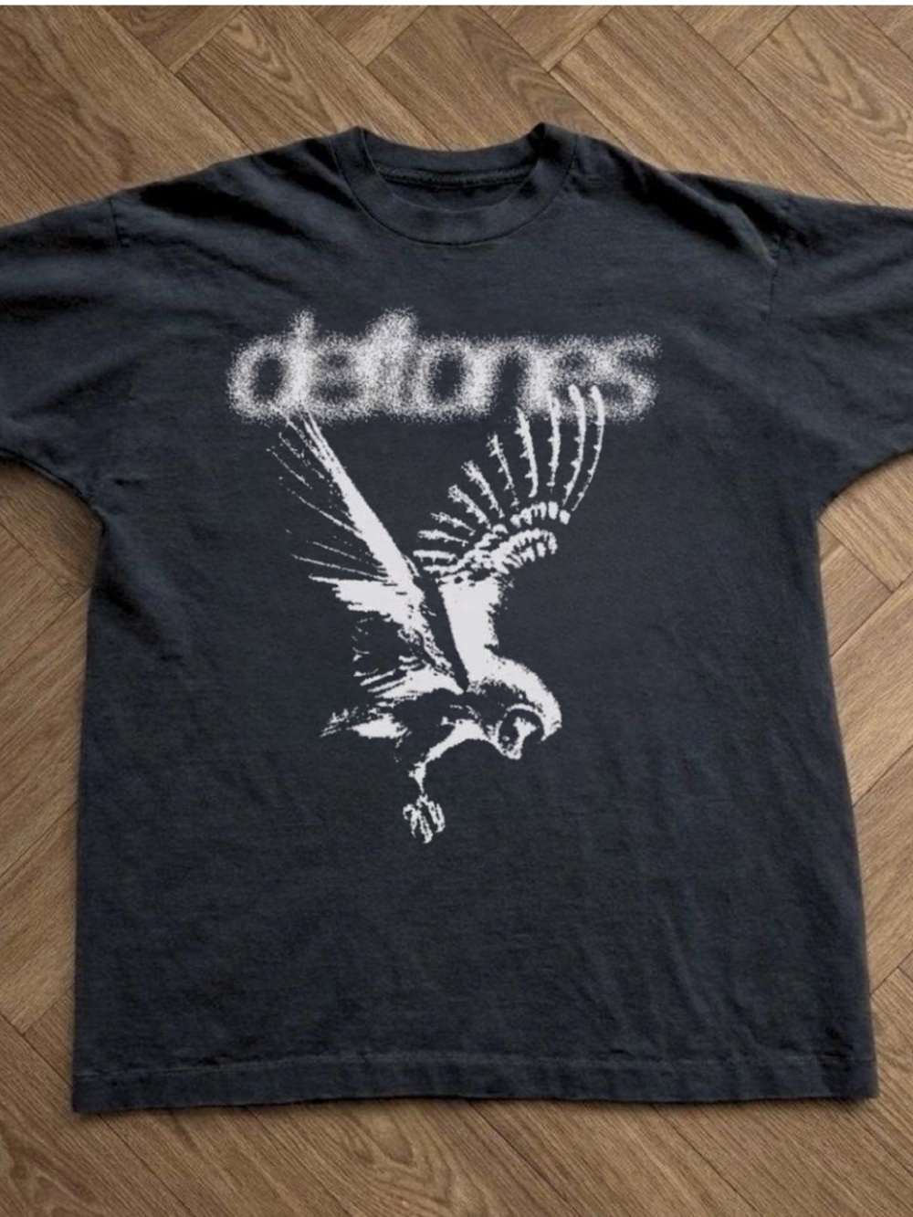 Gildan Black Tee with White Flying Bird Graphic